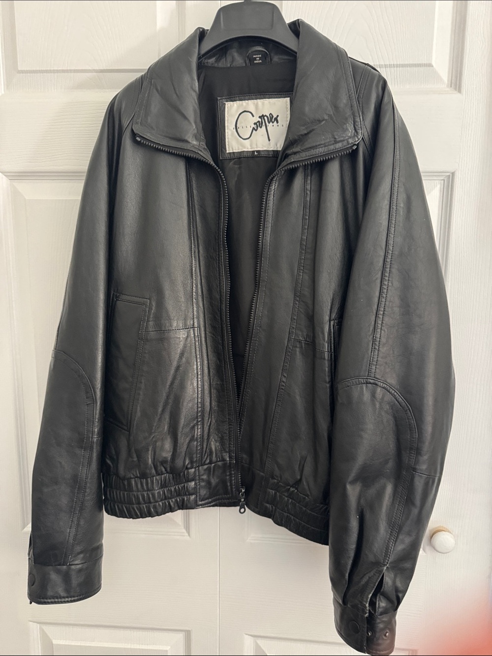 Cooper Collections Black Leather Bomber Jacket